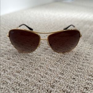 Ray-Ban Gold and Brown Aviator Sunglasses